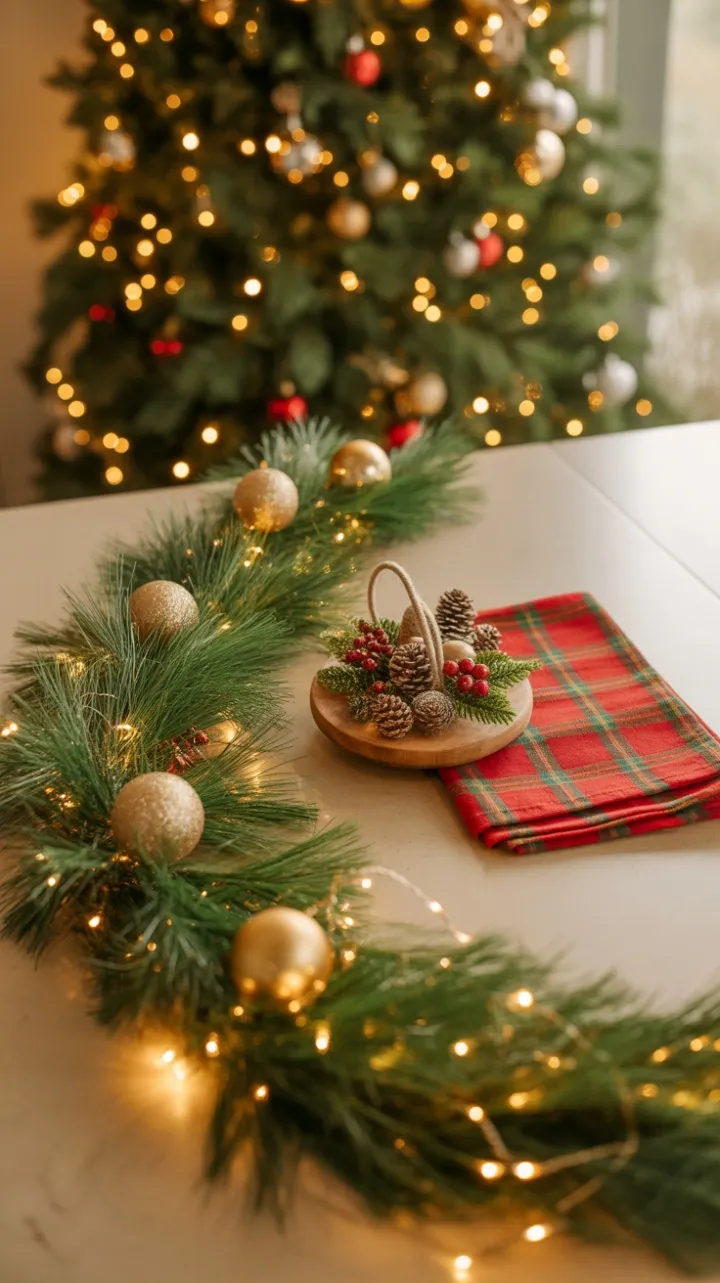 Warm Holiday Glow on a Festive Kitchen Countertop