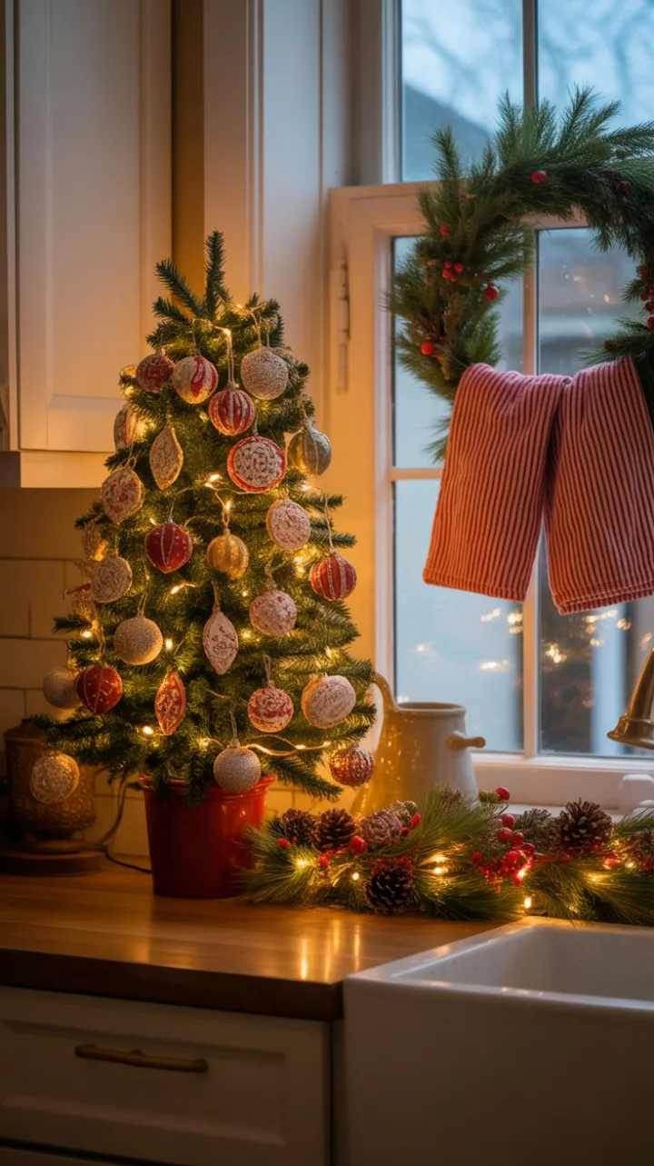 Handcrafted Christmas Glow on a Cozy Kitchen Countertop