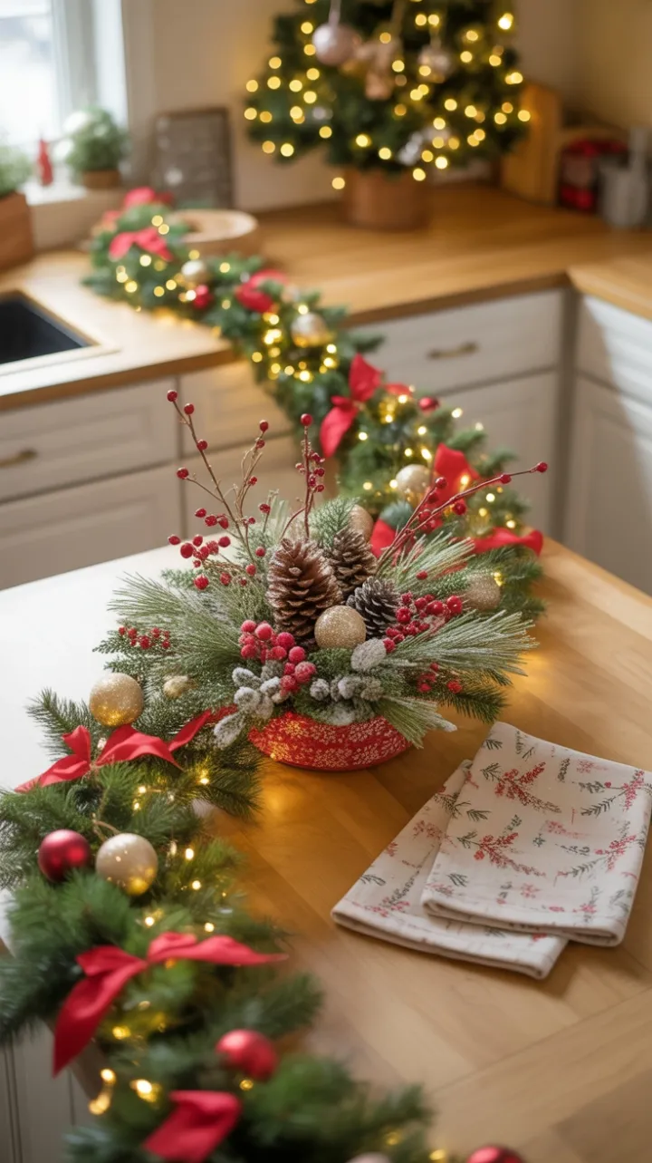 Cozy Countertop Dressed in Twinkling Holiday Cheer