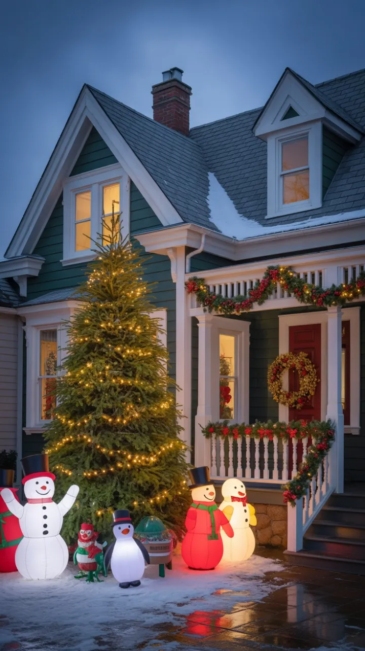 Victorian House Wrapped in Twinkling Christmas Cheer