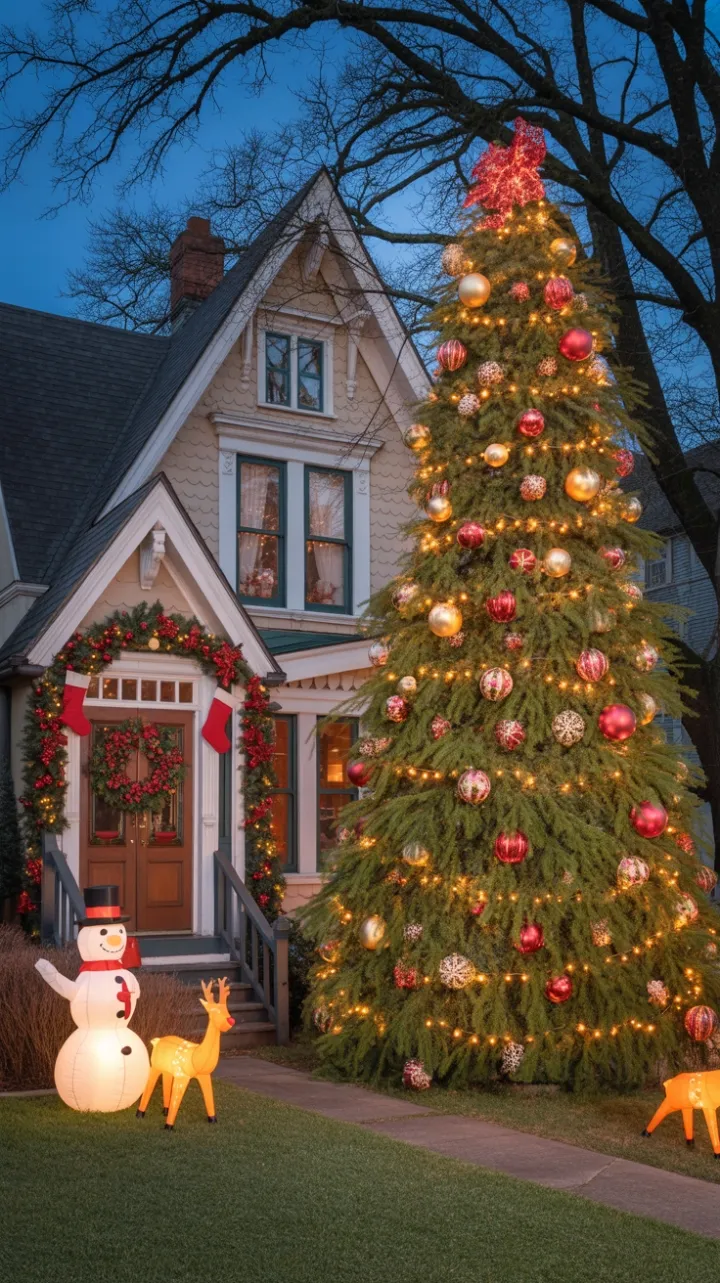 Victorian Home Wrapped in Twilight Holiday Magic
