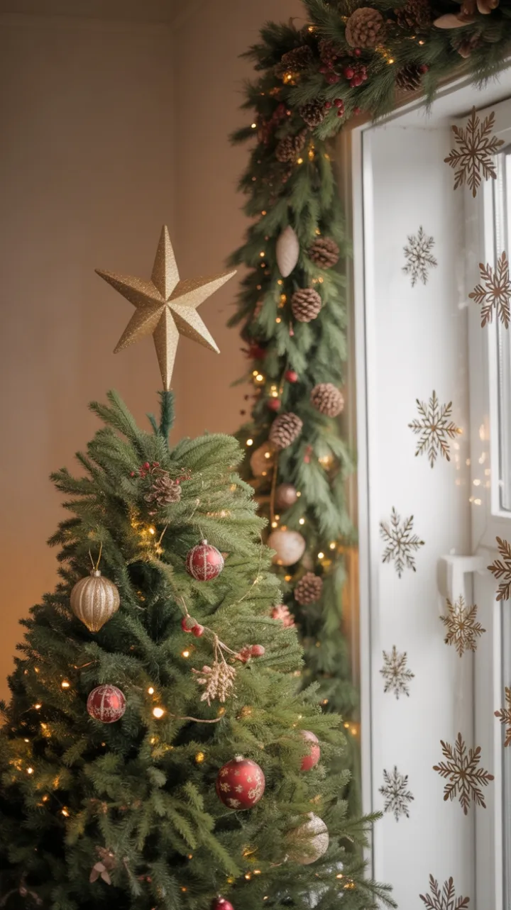 Twinkling Fir and Snowflake Window – A Cozy Christmas Retreat