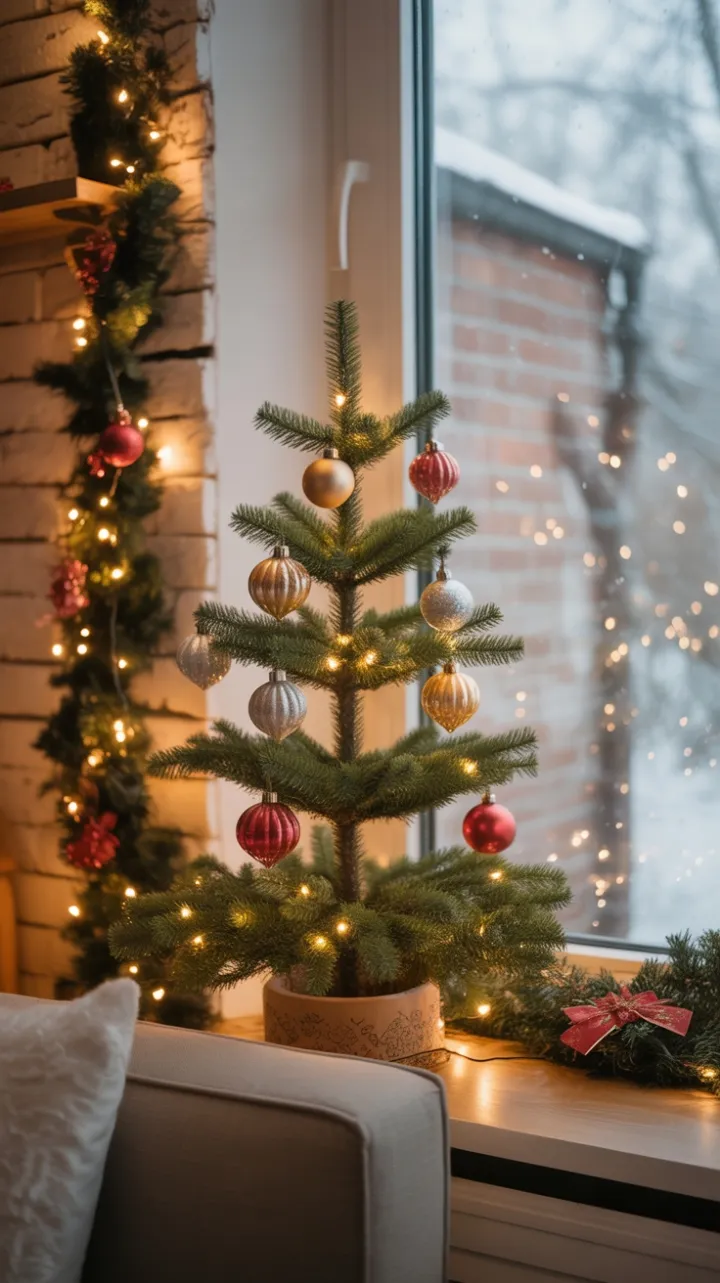 Snow-Kissed Apartment Dressed in Vintage Holiday Glow