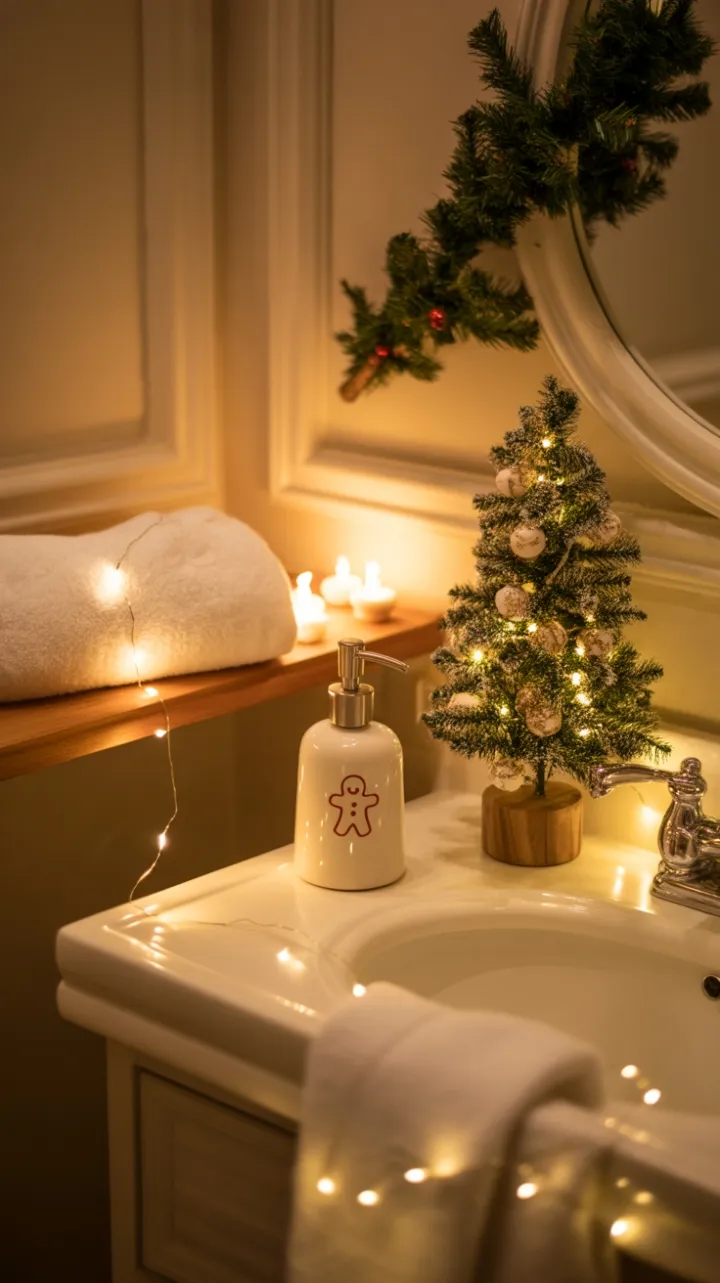 Gingerbread Glow in a Cozy Holiday Bathroom
