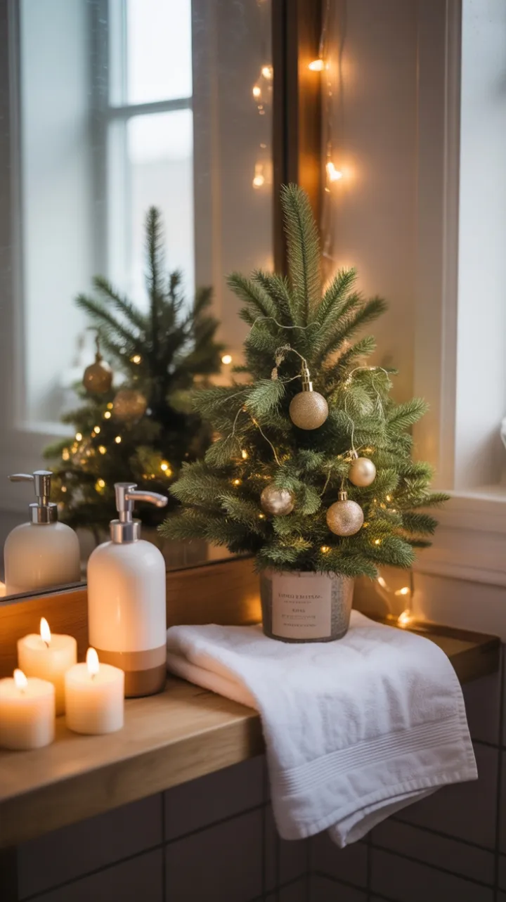 Cozy Vintage Christmas Bathroom Bathed in Morning Light