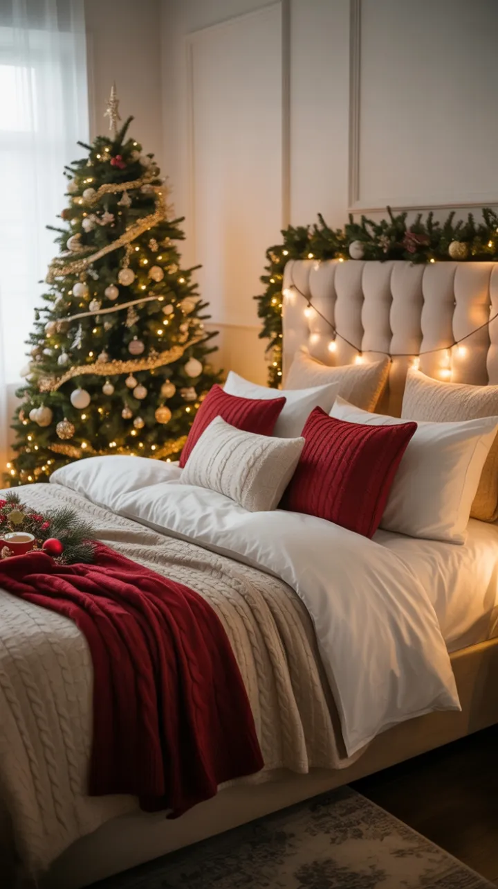 A Cozy Christmas Bedroom Wrapped in Warm Vintage Charm