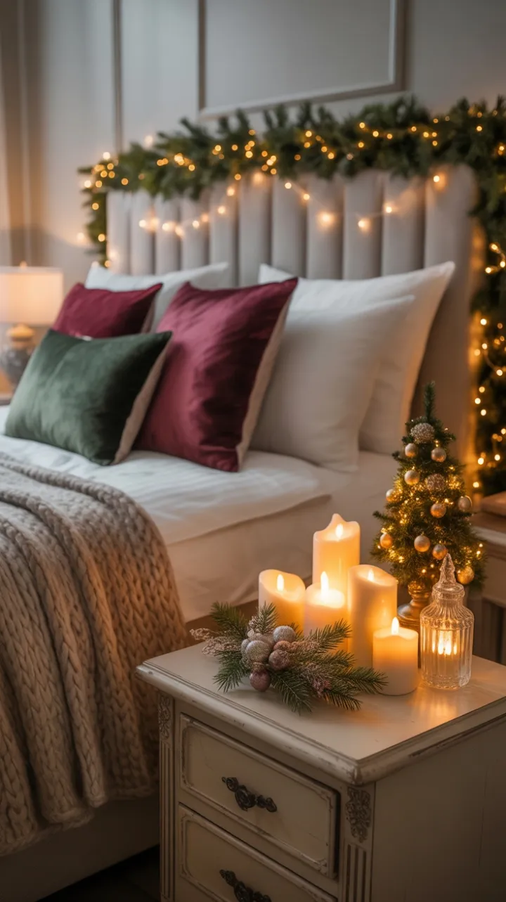 Cozy Christmas Bedroom Bathed in Fairy Light