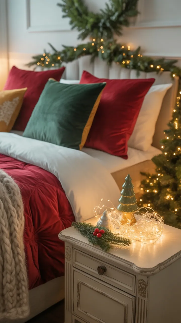 Cozy Christmas Bedroom Bathed in Warm Tree Glow