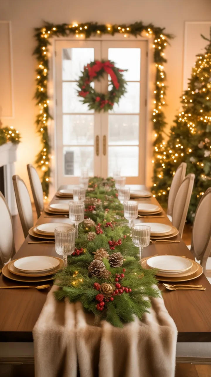 Cozy Elegant Christmas Table Bathed in Warm Light