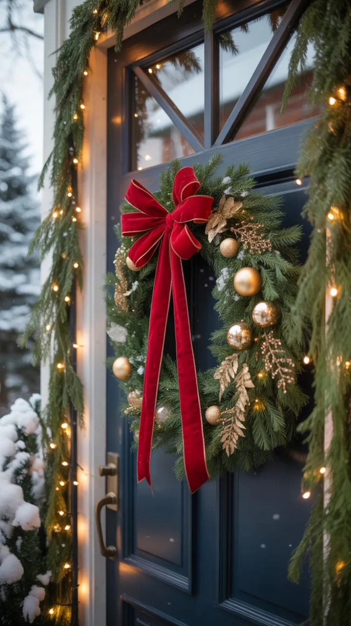 A Twinkling Wreath and a Snowy Holiday Welcome