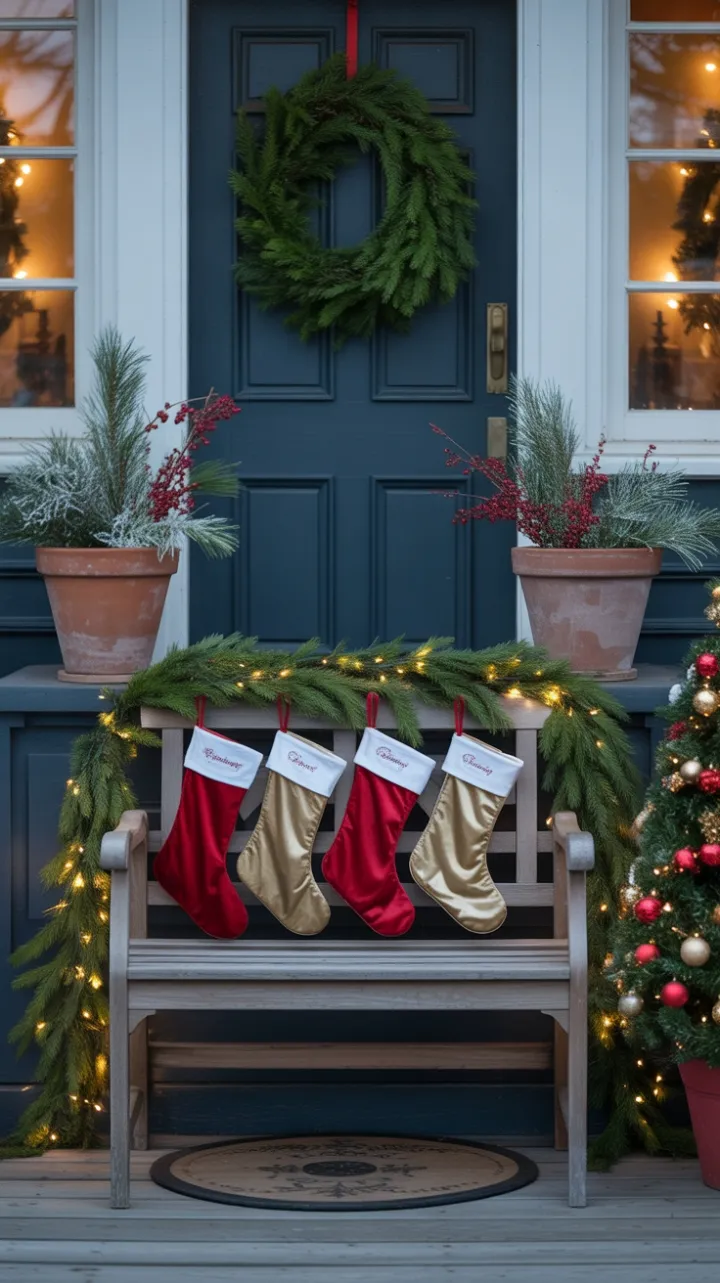 Twilight Welcome on a Cozy Christmas Porch