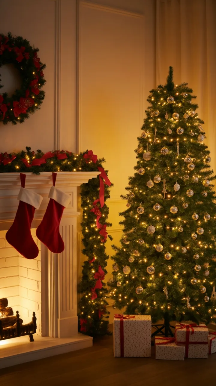 A Classic Christmas Living Room Wrapped in Warmth and Light