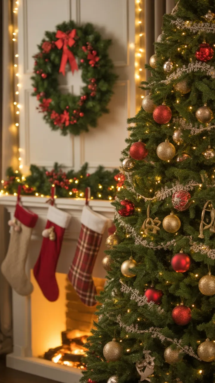 Warm Hearth and Golden Tree – A Classic Christmas at Home