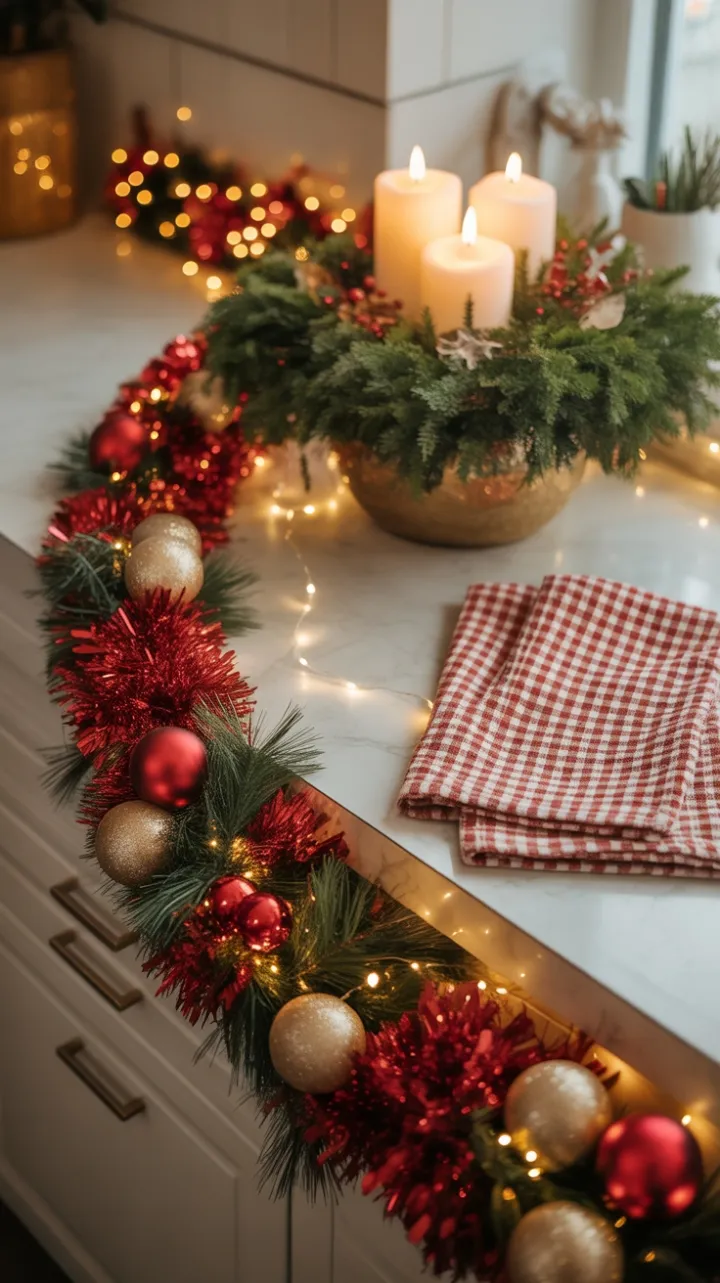 Hearthside Holiday – Vintage Checks, Golden Ornaments and Evergreen Glow