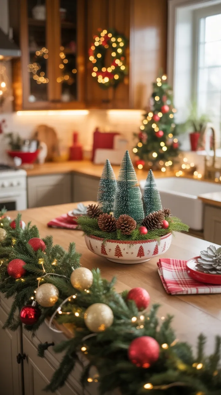 Cozy Rustic Kitchen Dressed for Christmas Glow