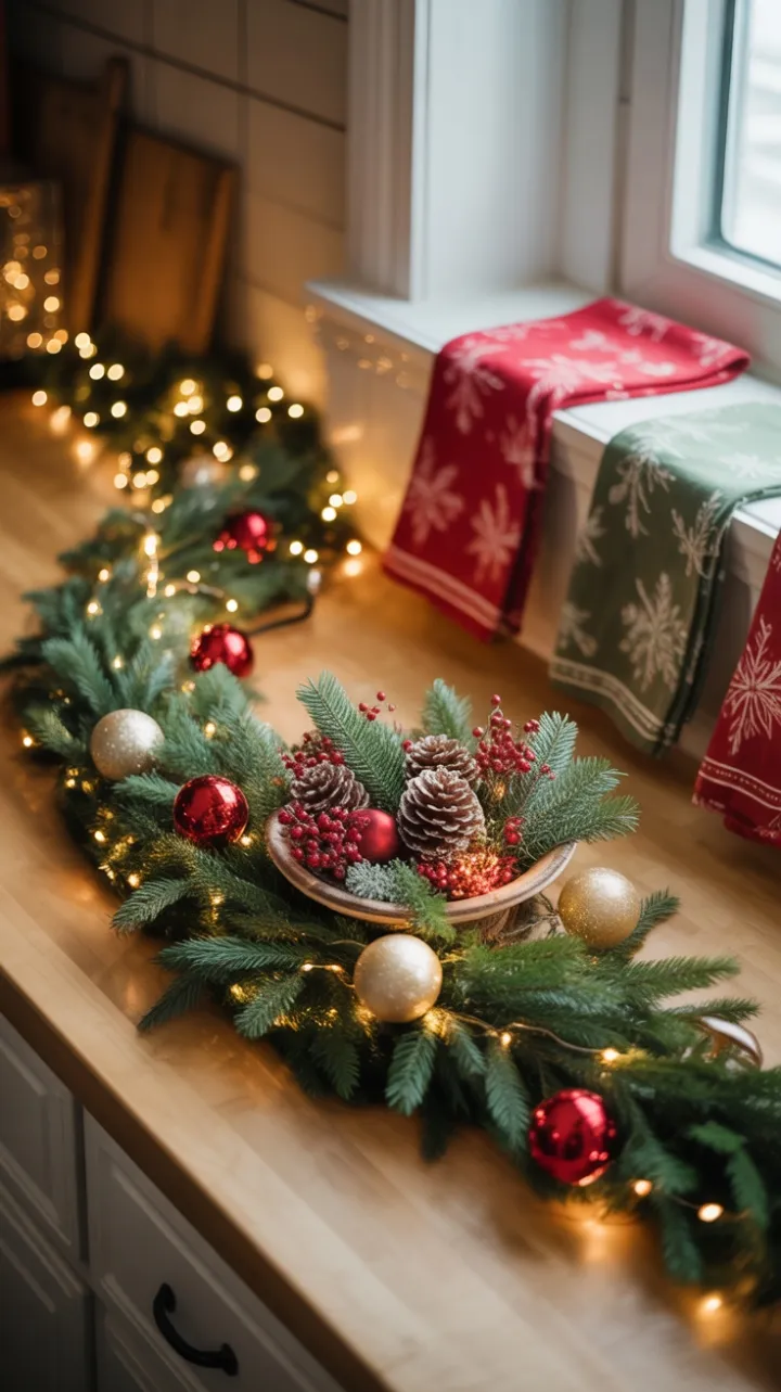 Christmas Countertop Dressed in Warmth and Light