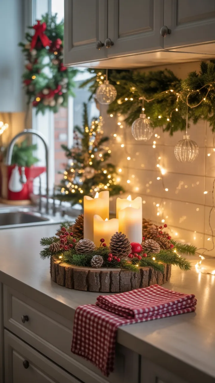 Cozy Country Kitchen Wrapped in Holiday Glow