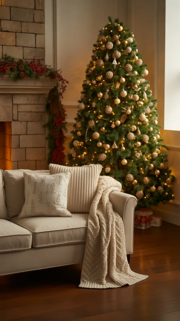 Cozy Christmas Hearth Bathed in Golden Light