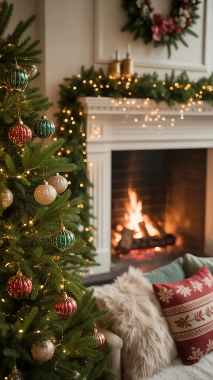Cozy Hearthside Christmas with Vintage Ornaments