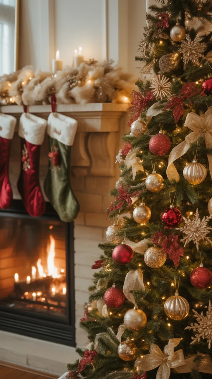 Fireside Christmas in Antique Gold and Ruby