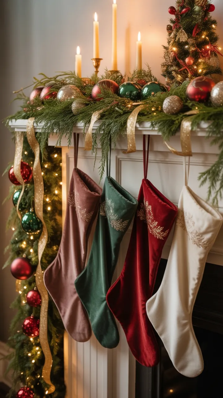 Heirloom Holiday Mantel Bathed in Golden Candlelight