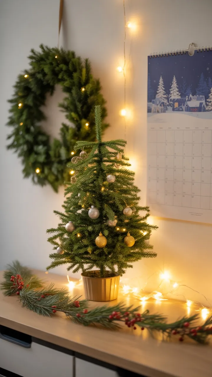 Cozy Office Holiday Desk Radiating Warmth and Cheer