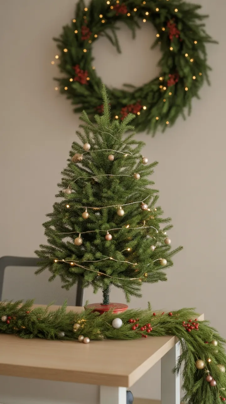 Holiday Glow on a Festive Office Desk