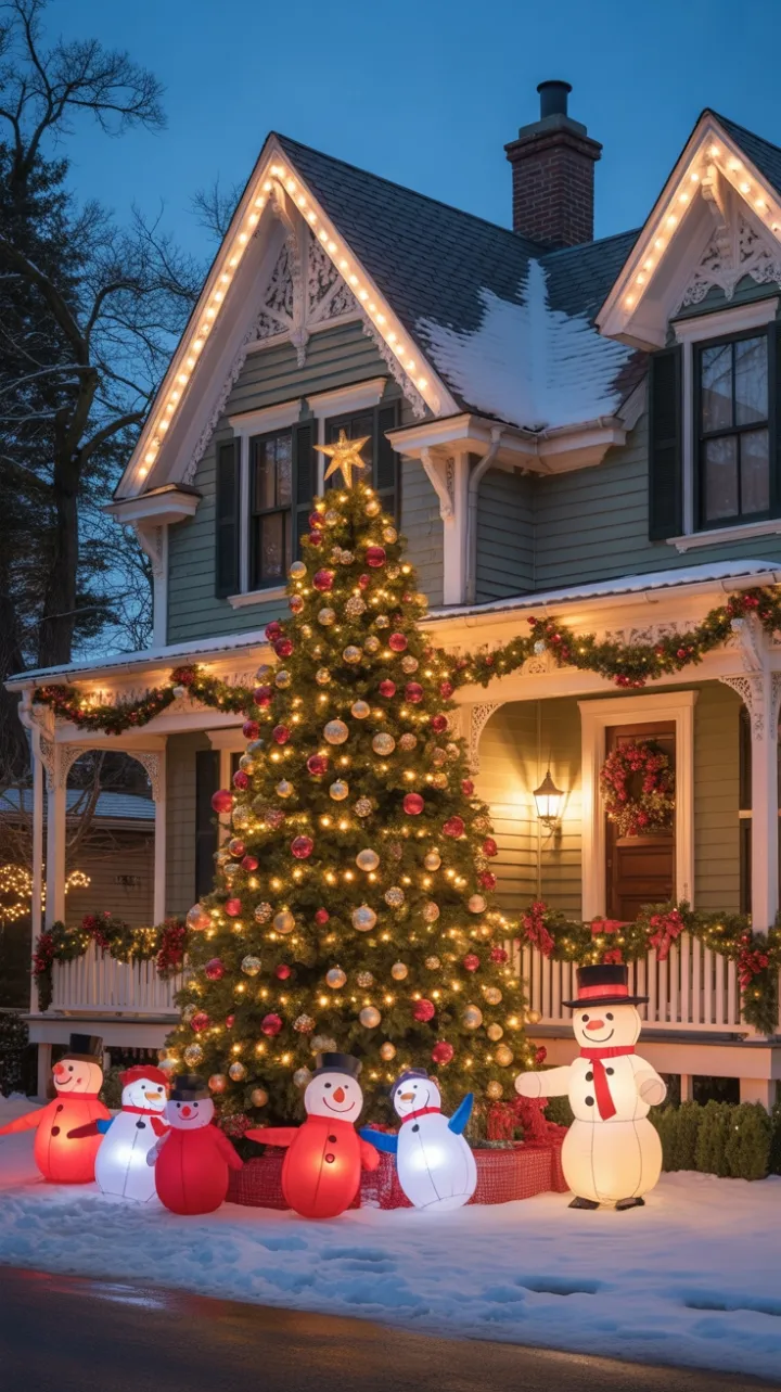 Victorian Home Bathed in Warm Christmas Glow