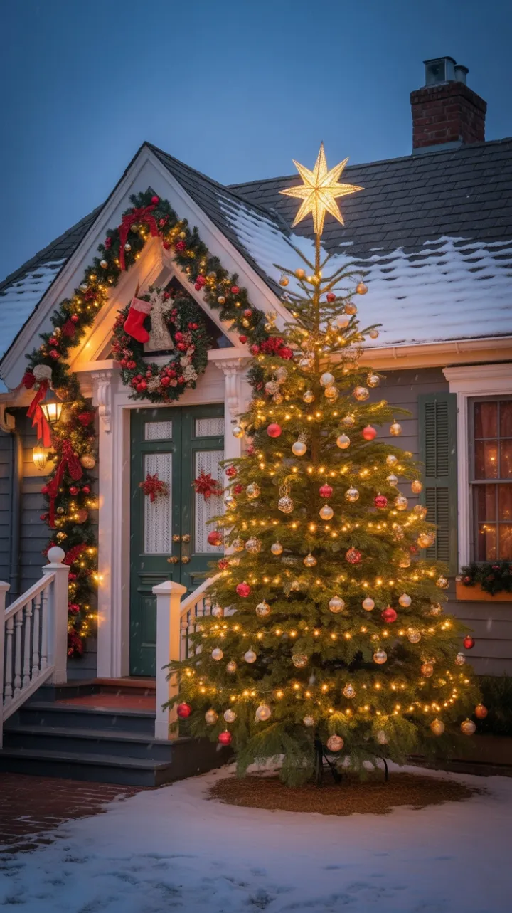 Snow-Kissed Victorian Christmas Beneath a Golden Star