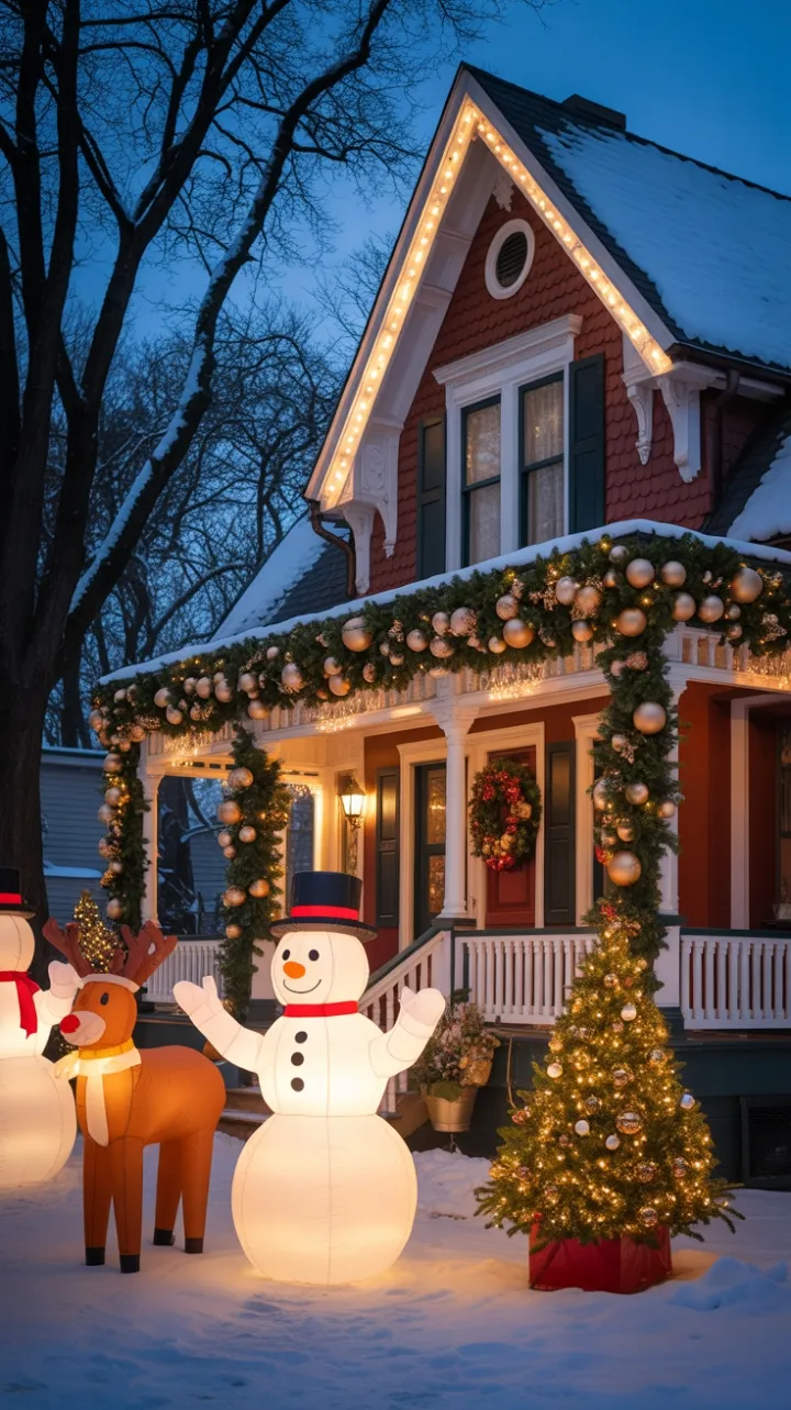 Victorian Holiday Wonderland Bathed in Warm Twilight Glow