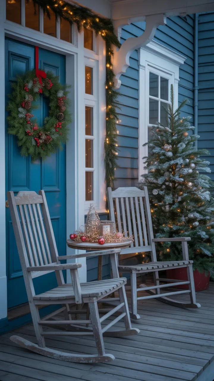 Snow-Kissed Victorian Porch Adorned in Timeless Christmas Charm