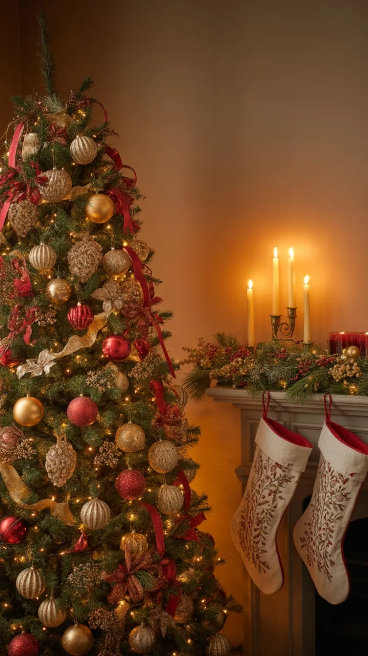 Hearthside Holiday Glow with Antique Ornaments