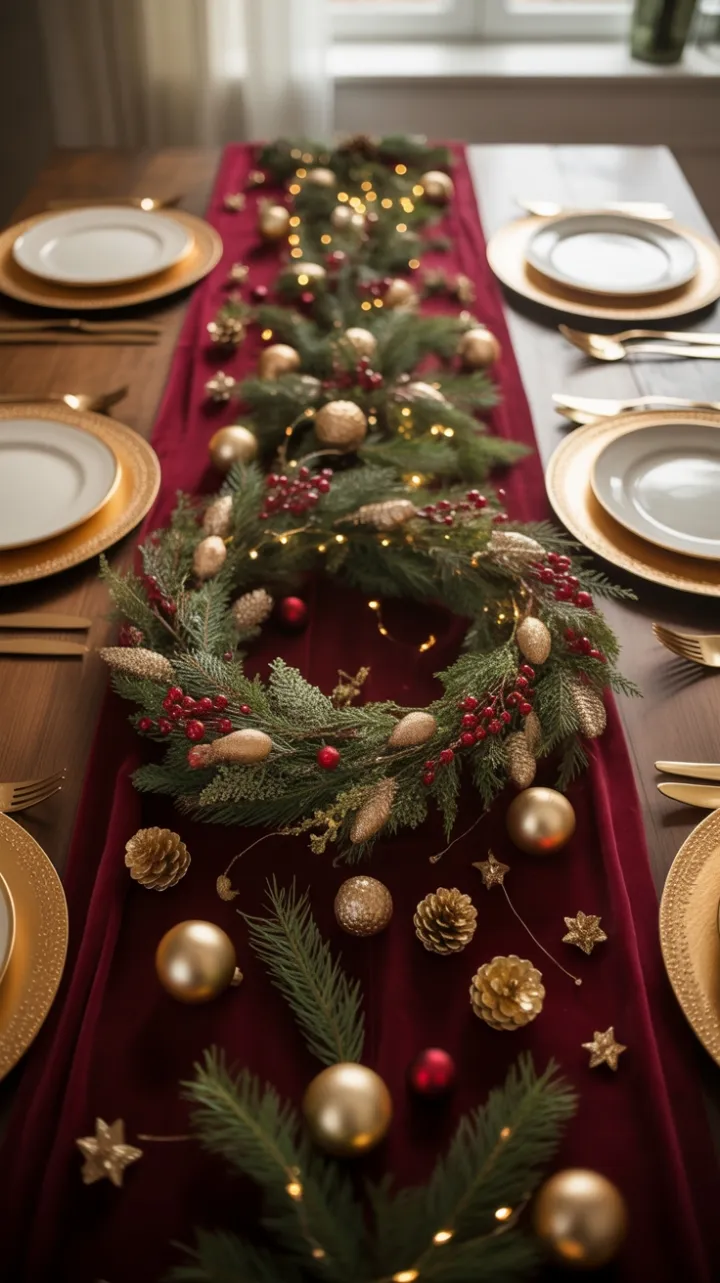 Velvet and Gold Holiday Tablescape