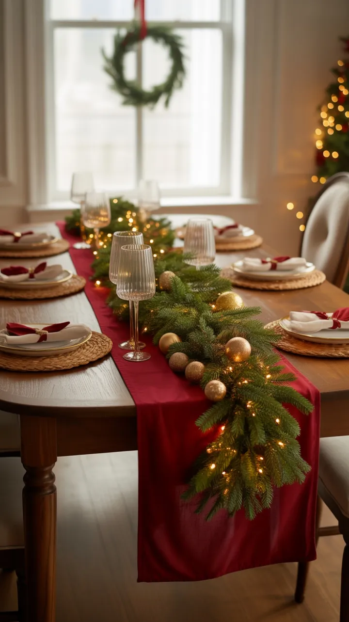 Crimson and Gold Christmas Table Radiating Warmth and Joy