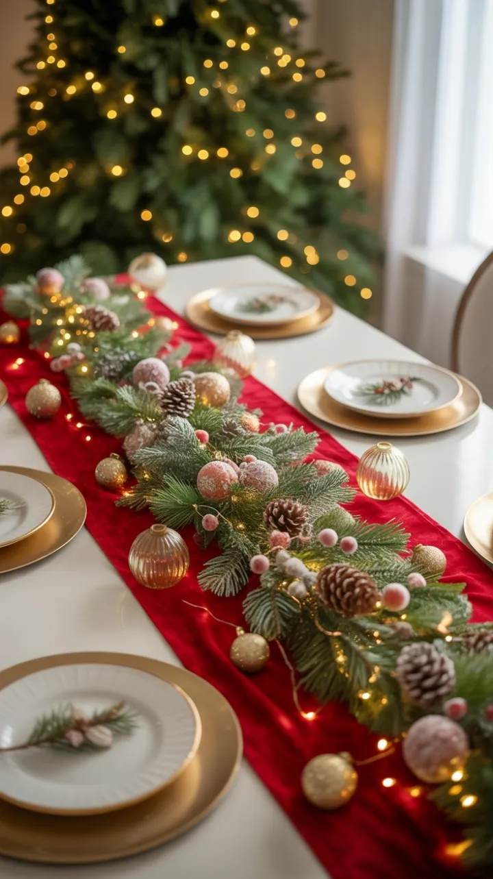 Velvet and Gold Holiday Table Bathed in Warm Light