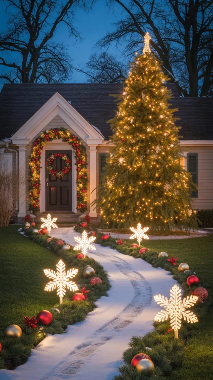 Snowy Path to a Twinkling Christmas Home