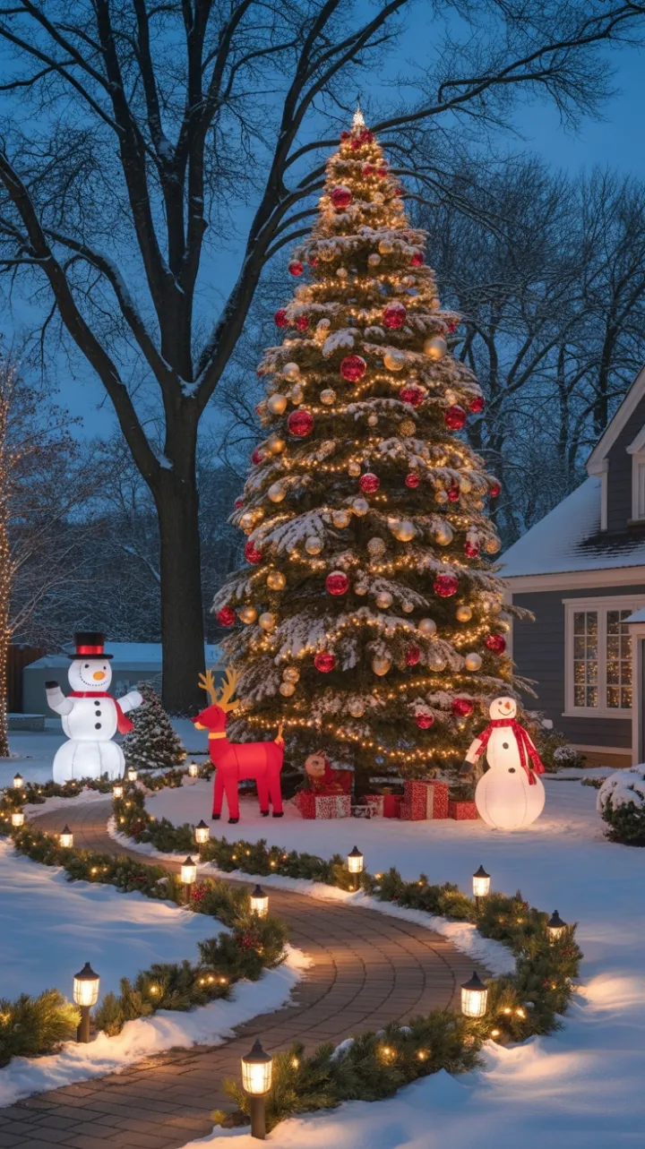 Twinkling Spruce in a Snowy Christmas Wonderland
