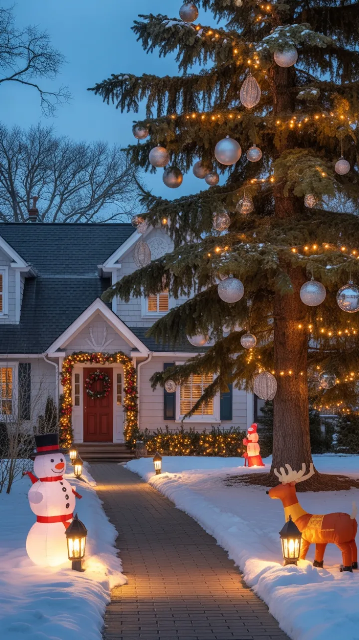 Twilight on a Snow-Kissed Suburban Christmas