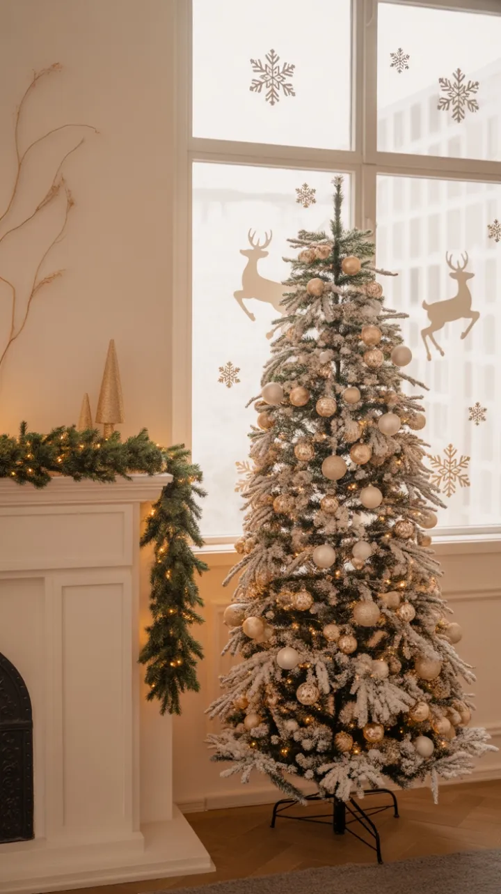 Snow-Kissed Elegance in a Minimalist Christmas Living Room