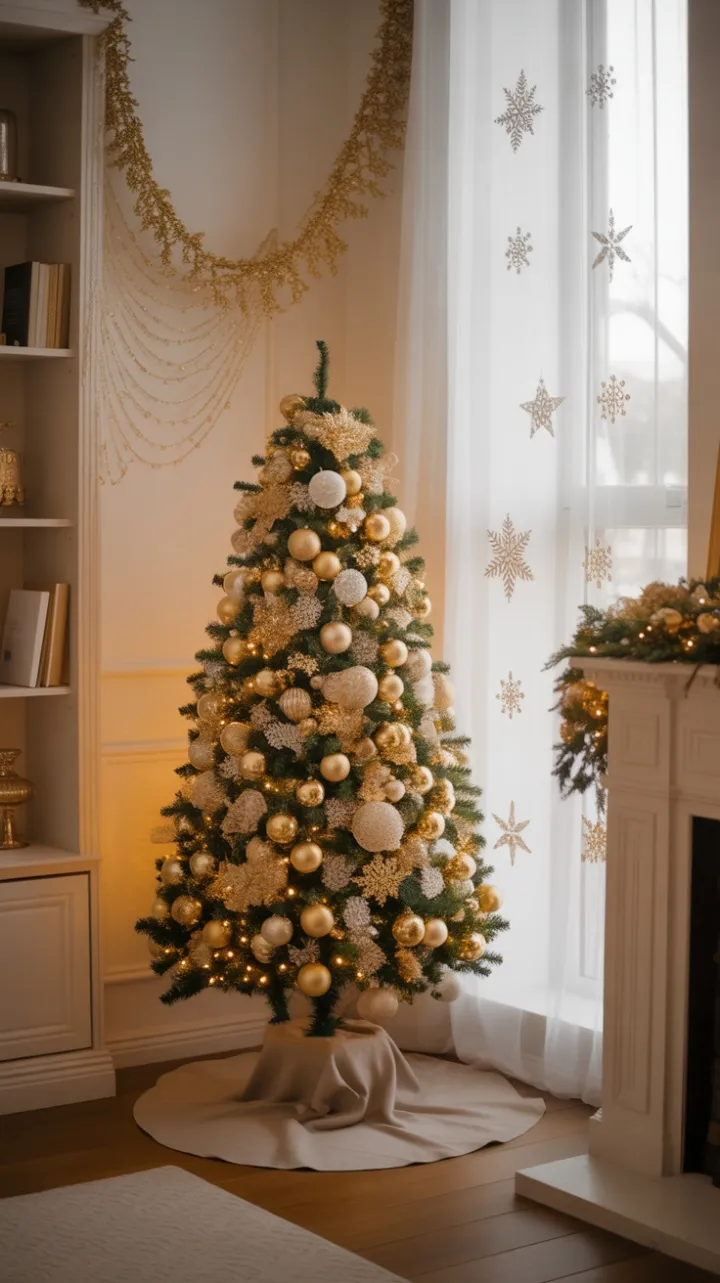Cozy Gold-Trimmed Christmas Elegance