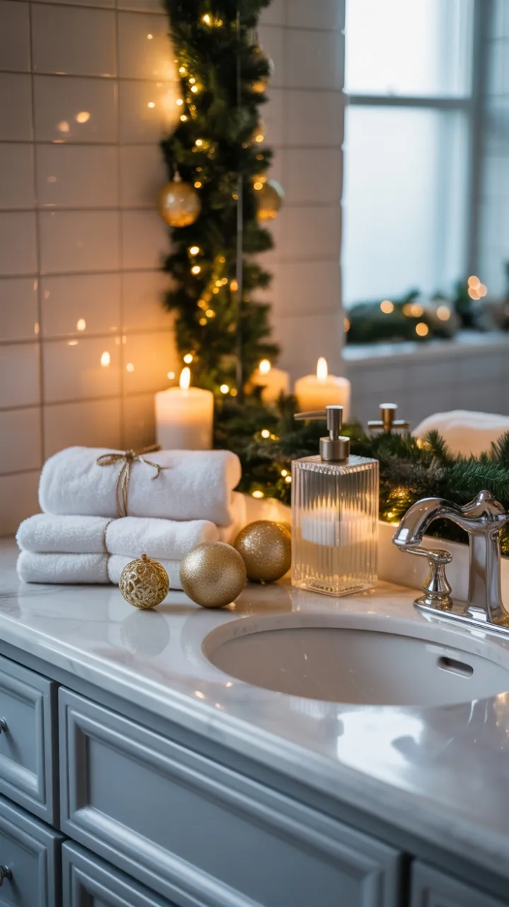 Yuletide Serenity on a White Marble Vanity