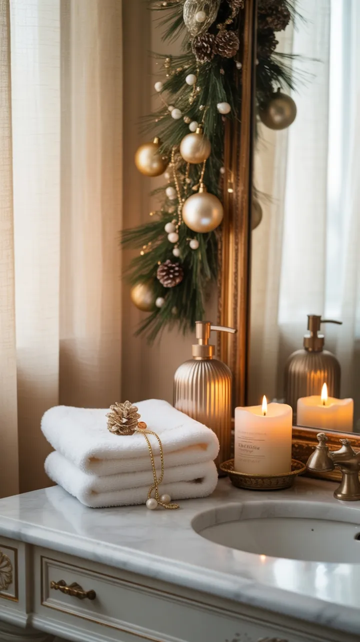Holiday Serenity with Gold Accents and Candlelit Luxury