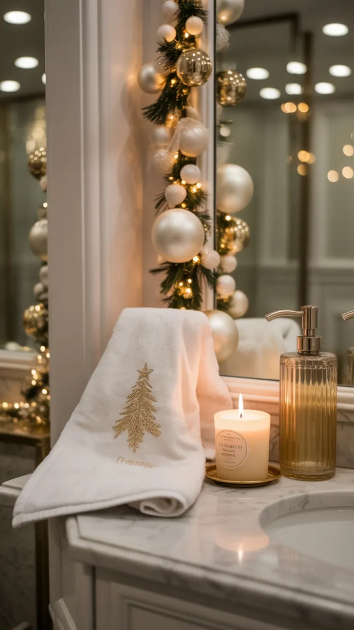 Serene White and Gold Holiday Bath Retreat