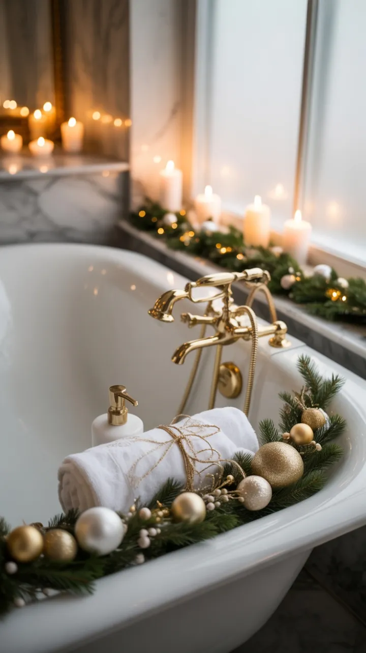 Serene Gold and White Holiday Bath Escape