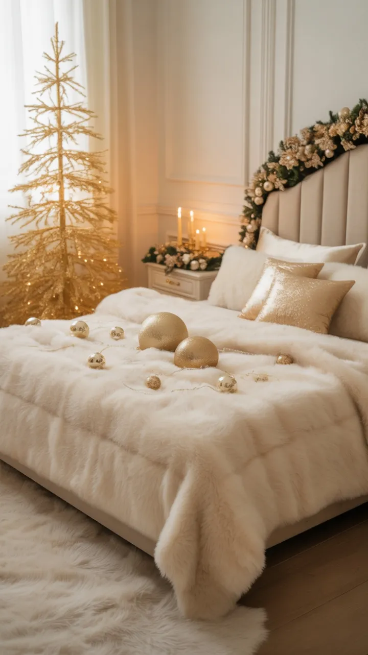 Ivory and Gold Christmas Bedroom Retreat
