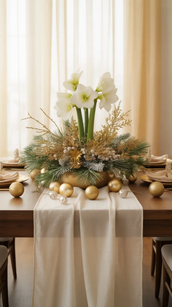 Gilded Amaryllis Christmas Table