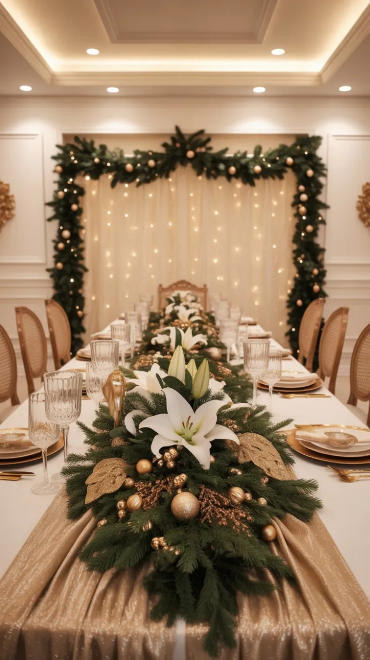Gilded Christmas Elegance in an Opulent Dining Room