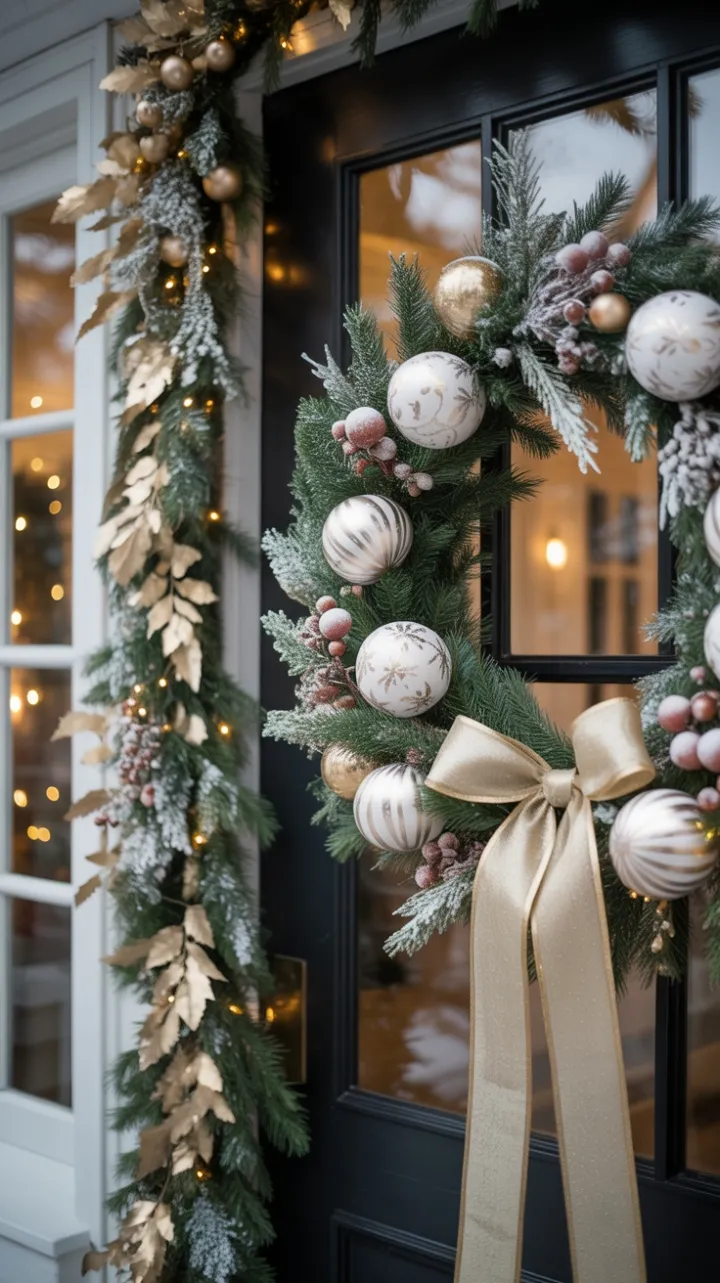 Gilded Holiday Welcome at the Snow‑Kissed Door