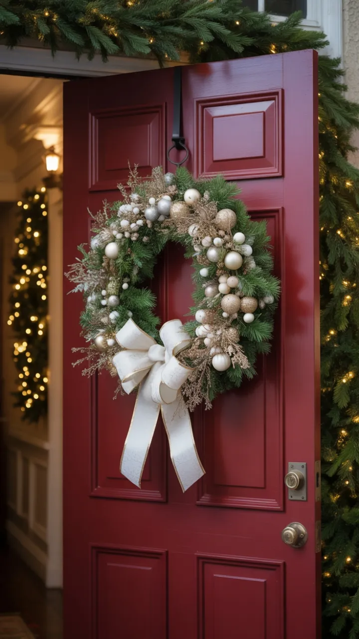 Crimson Welcome on a Warm Christmas Doorstep