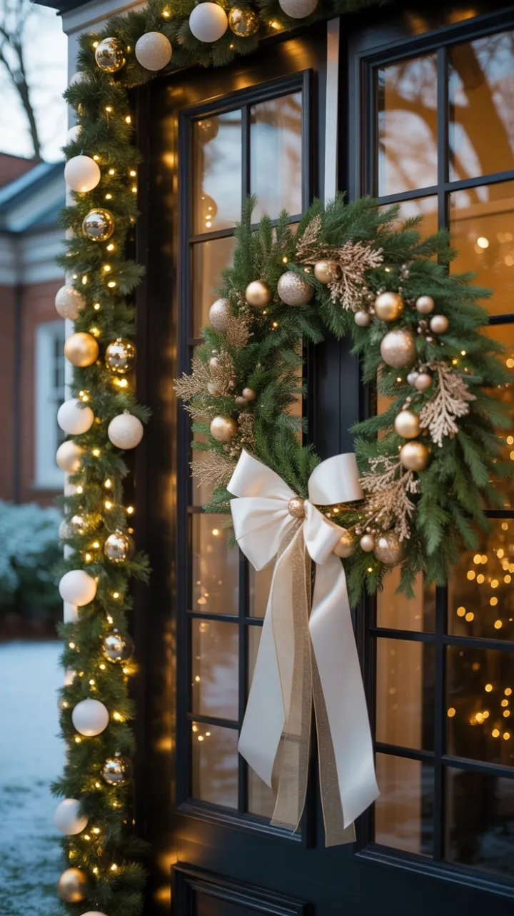 Gilded Evergreen Welcome at Dusk